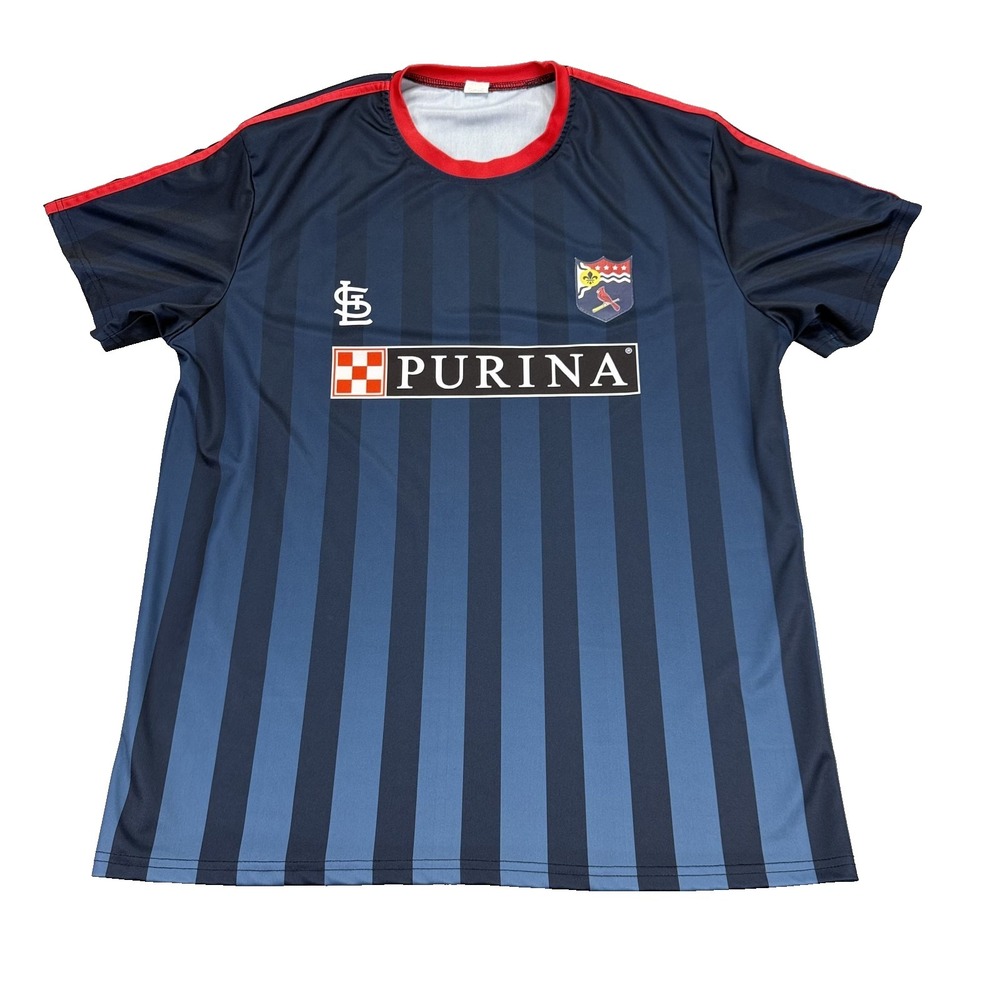 St Louis Cardinals Shirt XL Navy Soccer Style Jersey Purina Sponsor MLB SGA
